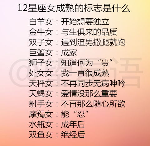 注意事项：星座只是参考哦！